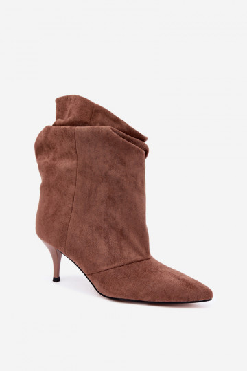 Bottines brunes à enfiler à talons fins Slouchy Yesenia 2