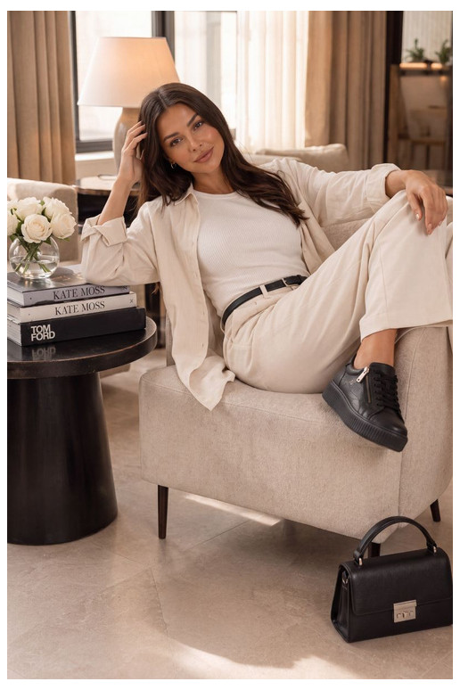 Baskets femme avec plateforme en cuir synthétique noir Corisa