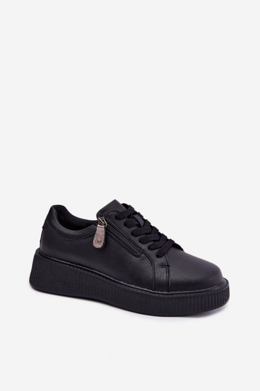 Baskets femme avec plateforme en cuir synthétique noir Corisa