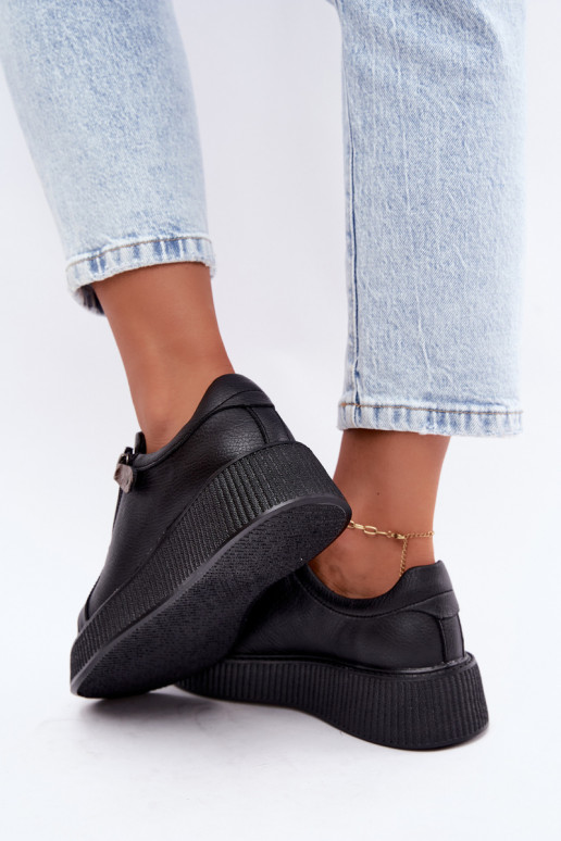Baskets femme avec plateforme en cuir synthétique noir Corisa