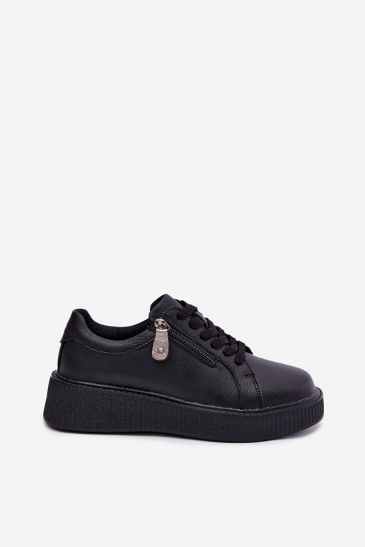 Baskets femme avec plateforme en cuir synthétique noir Corisa