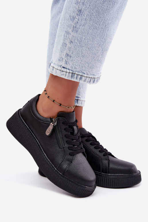 Baskets femme avec plateforme en cuir synthétique noir Corisa