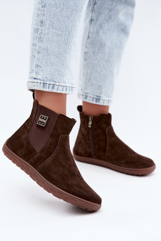 Chaussures en daim chocolat Barefoot Altie