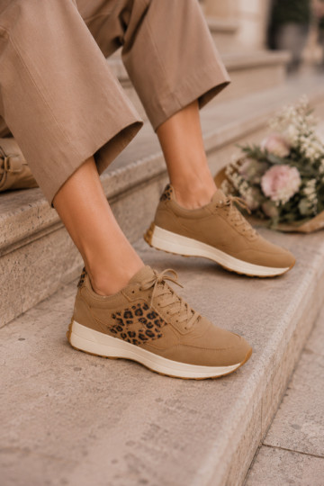 Baskets femme LOTTO 2401931U CALENTO en brun avec imprimé léopard 2