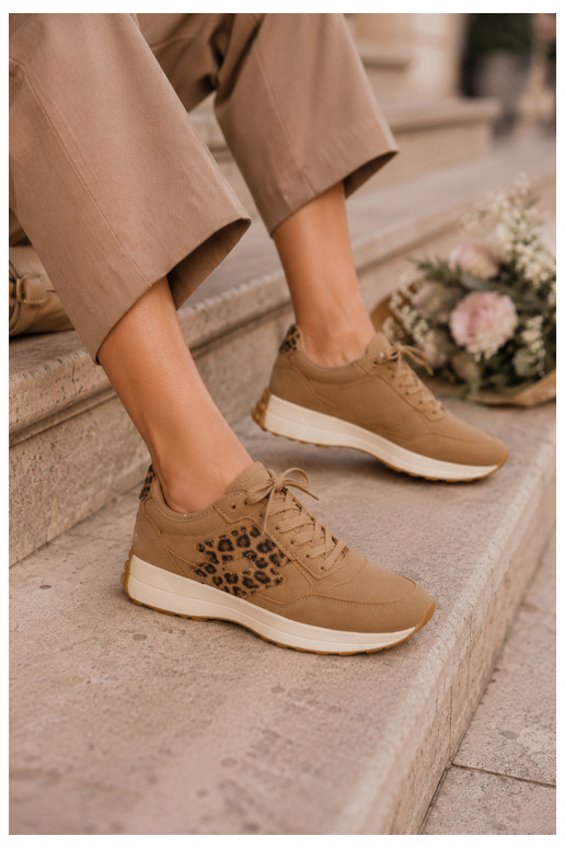 Baskets femme LOTTO 2401931U CALENTO en brun avec imprimé léopard