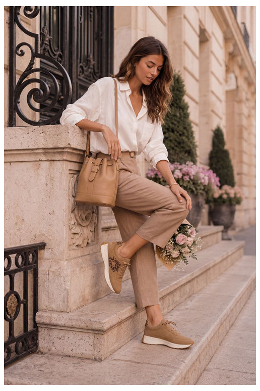 Baskets femme LOTTO 2401931U CALENTO en brun avec imprimé léopard