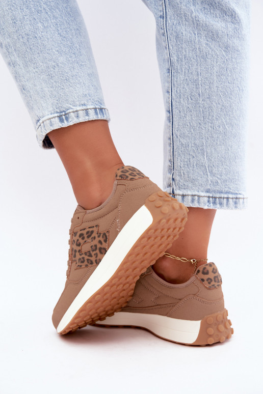Baskets femme LOTTO 2401931U CALENTO en brun avec imprimé léopard