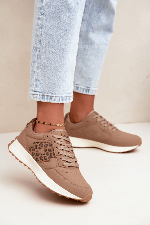 Baskets femme LOTTO 2401931U CALENTO en brun avec imprimé léopard