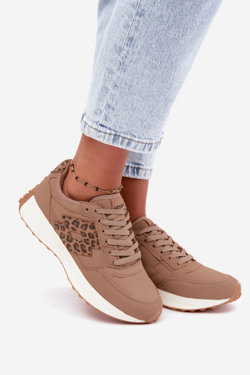 Baskets femme LOTTO 2401931U CALENTO en brun avec imprimé léopard