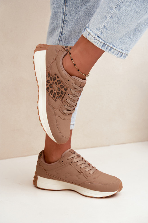 Baskets femme LOTTO 2401931U CALENTO en brun avec imprimé léopard