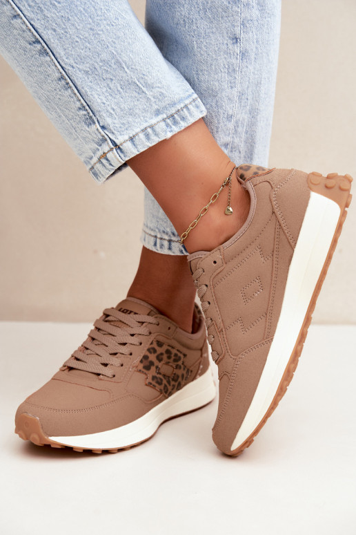 Baskets femme LOTTO 2401931U CALENTO en brun avec imprimé léopard