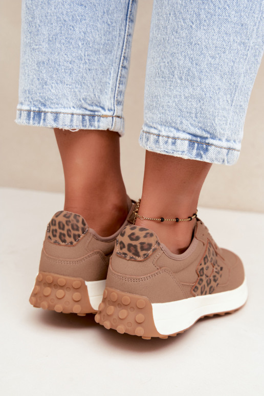 Baskets femme LOTTO 2401931U CALENTO en brun avec imprimé léopard