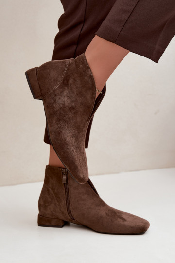 Bottines kaki basses Cut Out avec larges talons Canella