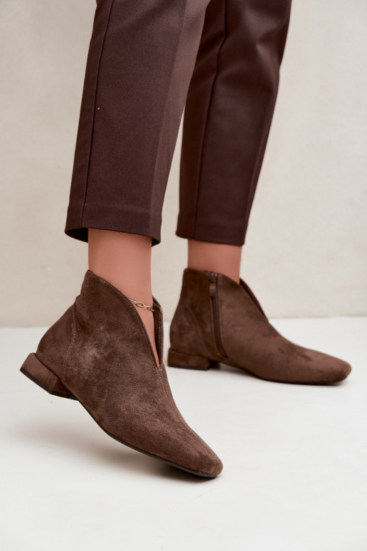 Bottines kaki basses Cut Out avec larges talons Canella
