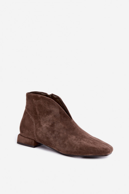 Bottines kaki basses Cut Out avec larges talons Canella