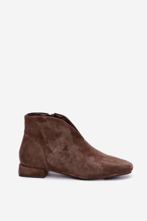 Bottines kaki basses Cut Out avec larges talons Canella