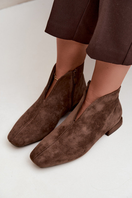 Bottines kaki basses Cut Out avec larges talons Canella