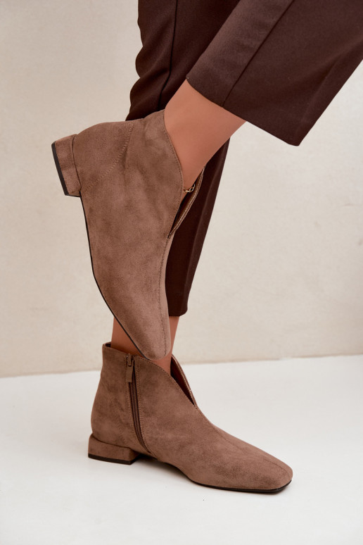 Bottines sable basses Cut Out avec larges talons Canella