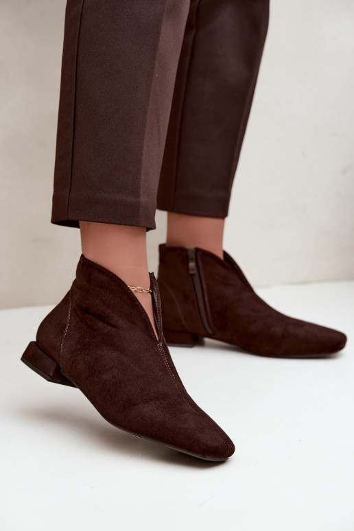 Bottines chocolat basses Cut Out avec larges talons Canella