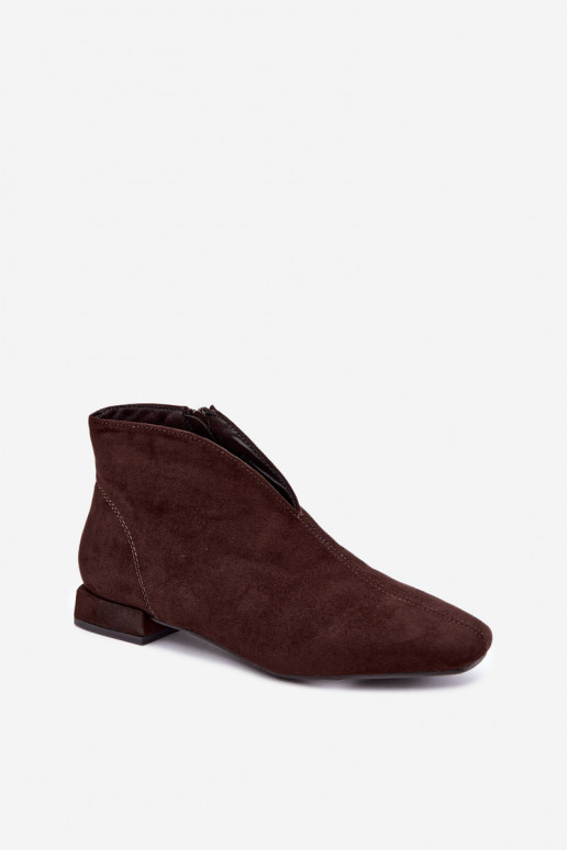 Bottines chocolat basses Cut Out avec larges talons Canella