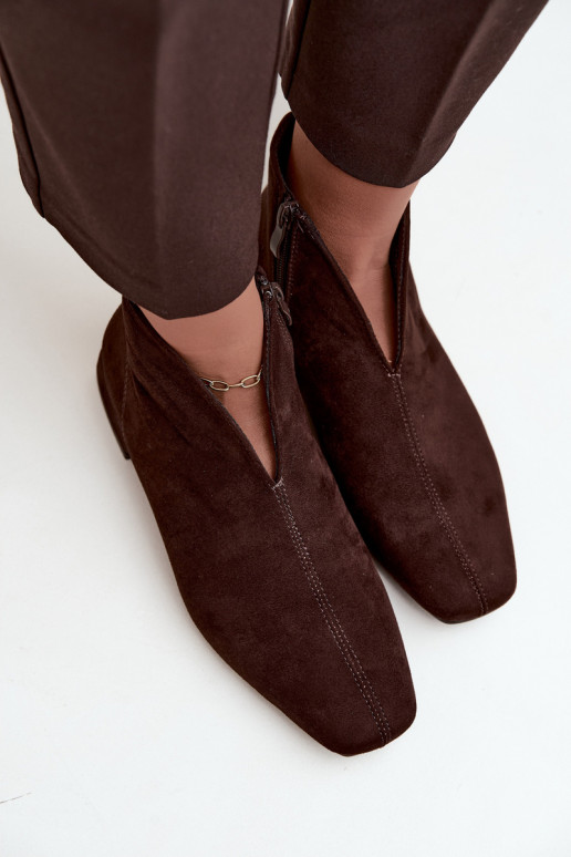 Bottines chocolat basses Cut Out avec larges talons Canella