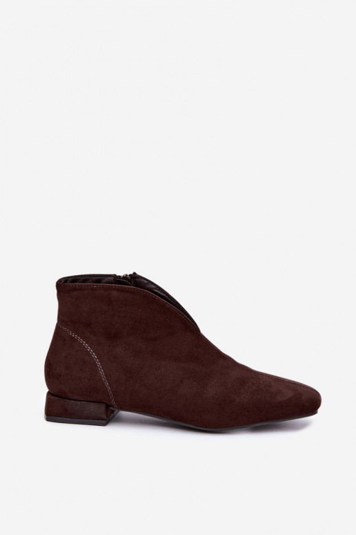 Bottines chocolat basses Cut Out avec larges talons Canella