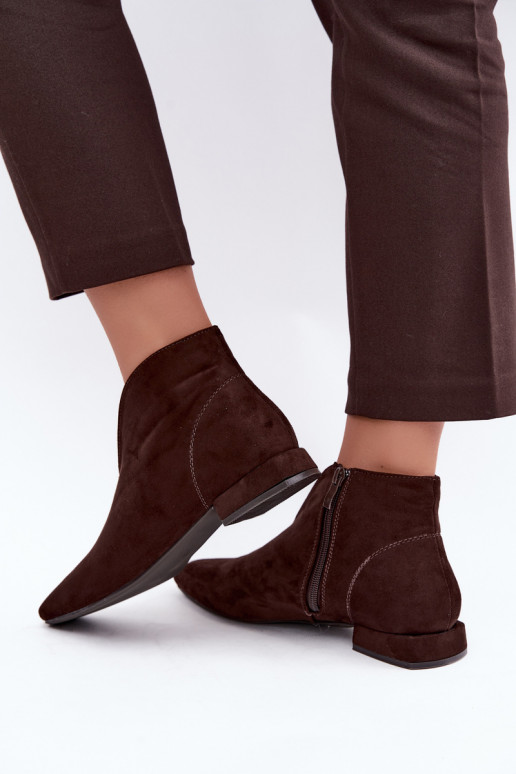 Bottines chocolat basses Cut Out avec larges talons Canella