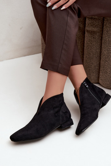 Bottines noires basses Cut Out avec larges talons Canella