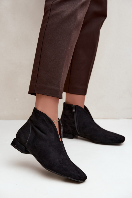 Bottines noires basses Cut Out avec larges talons Canella