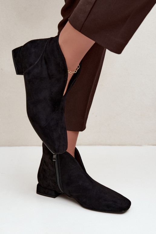 Bottines noires basses Cut Out avec larges talons Canella