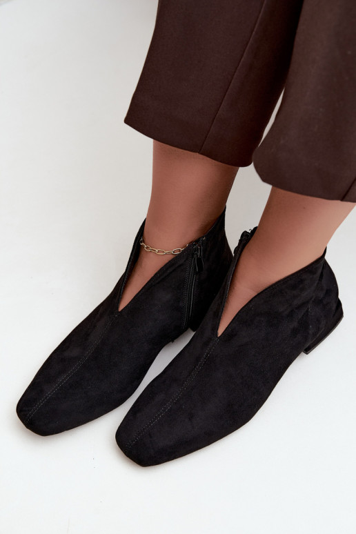 Bottines noires basses Cut Out avec larges talons Canella