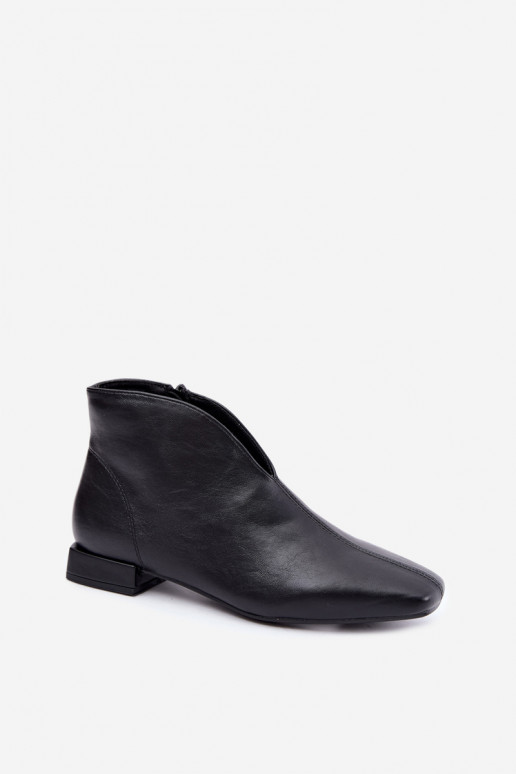 Bottines noires basses Cut Out avec larges talons en simili cuir Canella
