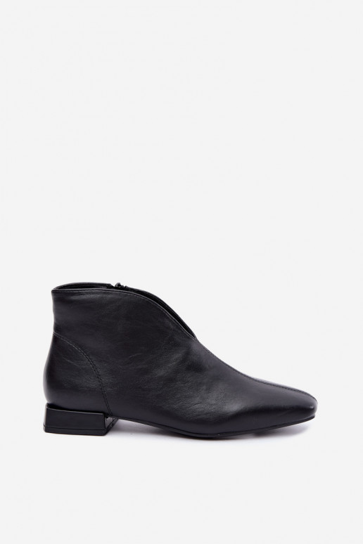Bottines noires basses Cut Out avec larges talons en simili cuir Canella