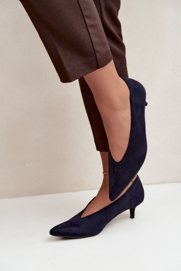 Chaussures en daim bleu foncé avec Kitten Heel Nuretta