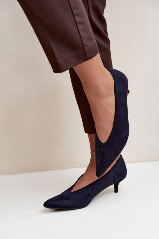 Chaussures en daim bleu foncé avec Kitten Heel Nuretta