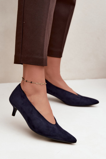 Chaussures en daim bleu foncé avec Kitten Heel Nuretta 2