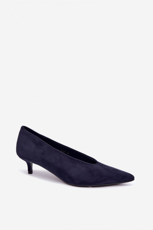 Chaussures en daim bleu foncé avec Kitten Heel Nuretta