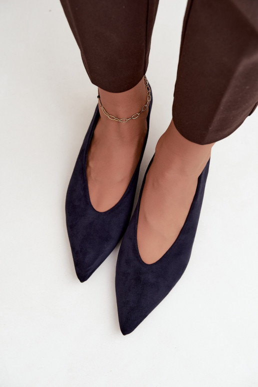 Chaussures en daim bleu foncé avec Kitten Heel Nuretta