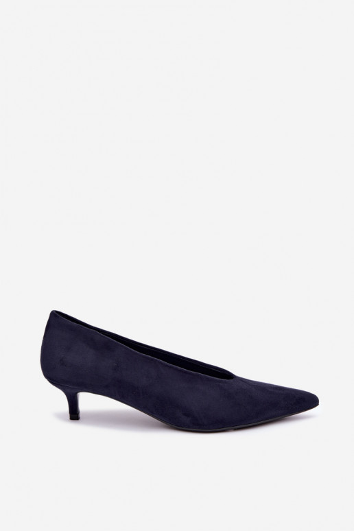 Chaussures en daim bleu foncé avec Kitten Heel Nuretta