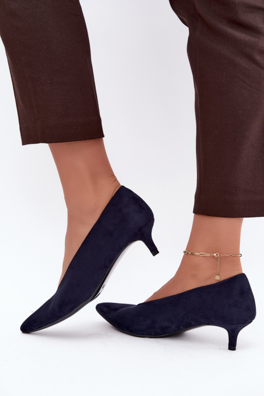 Chaussures en daim bleu foncé avec Kitten Heel Nuretta