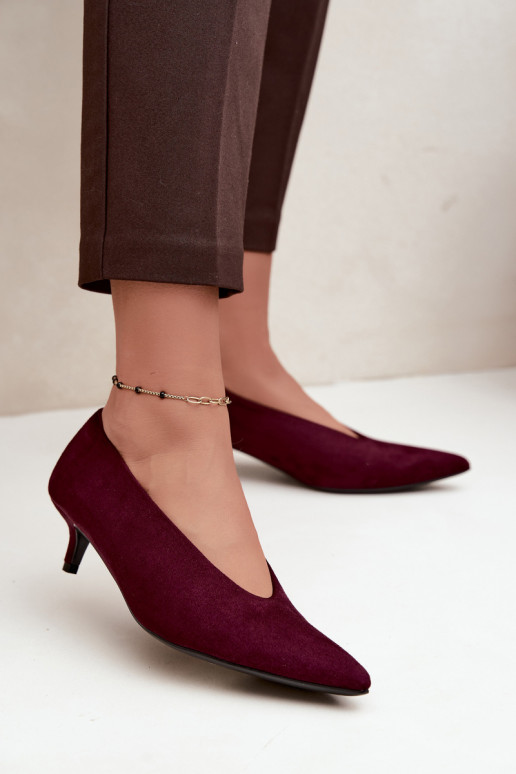 Chaussures en daim bordeaux avec Kitten Heel Nuretta