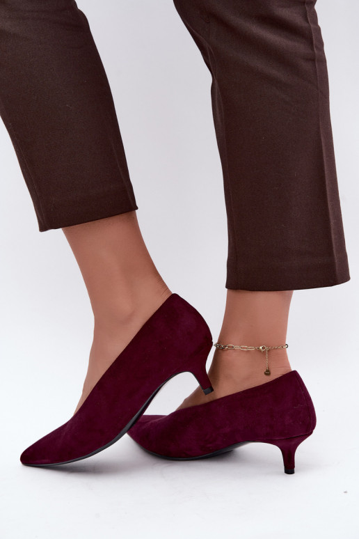 Chaussures en daim bordeaux avec Kitten Heel Nuretta