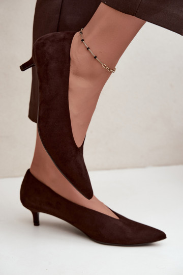 Chaussures en daim chocolat avec Kitten Heel Nuretta 2
