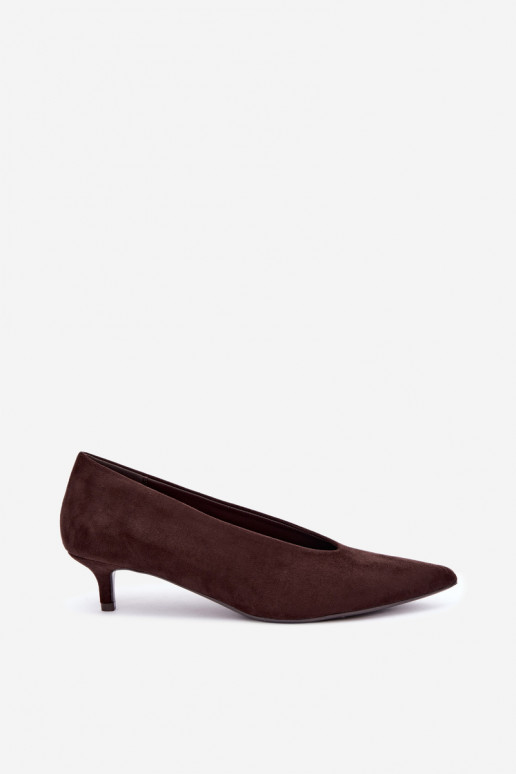 Chaussures en daim chocolat avec Kitten Heel Nuretta