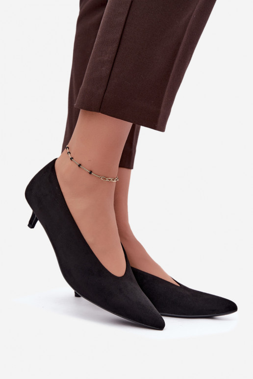 Chaussures en daim noires avec Kitten Heel Nuretta