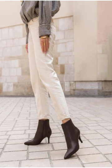 Bottines à talons fins, à bout pointu, en cuir synthétique chocolat Niretta 2