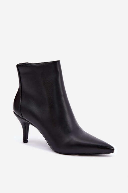 Bottines noires à talons fins et bouts pointus en simili cuir Niretta