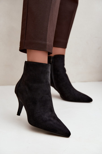 Bottines noires en suède synthétique avec talons aiguilles Niretta