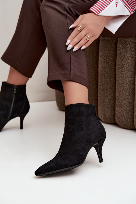 Bottines noires en suède synthétique avec talons aiguilles Niretta