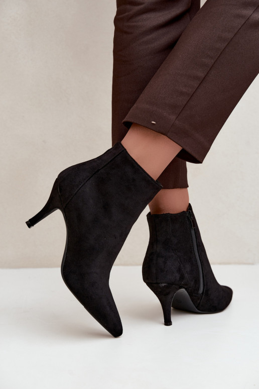 Bottines noires en suède synthétique avec talons aiguilles Niretta